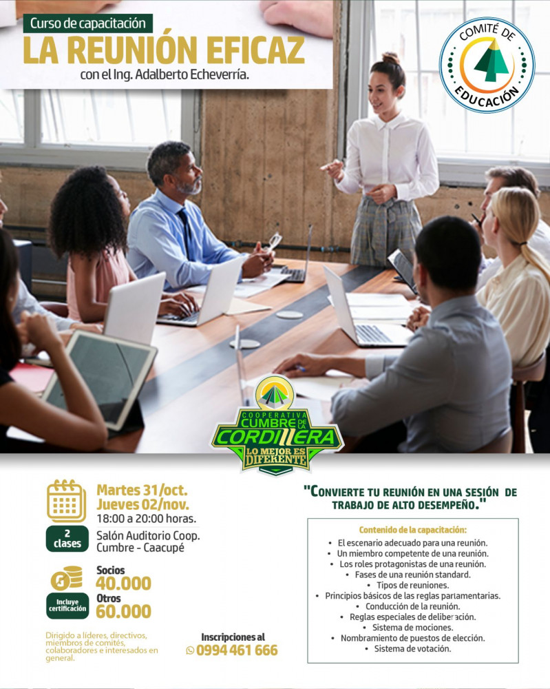 Curso de capacitación “La Reunión Eficaz”